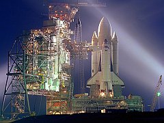 Shuttle Pad at Night, STS-1, March 5, 1981